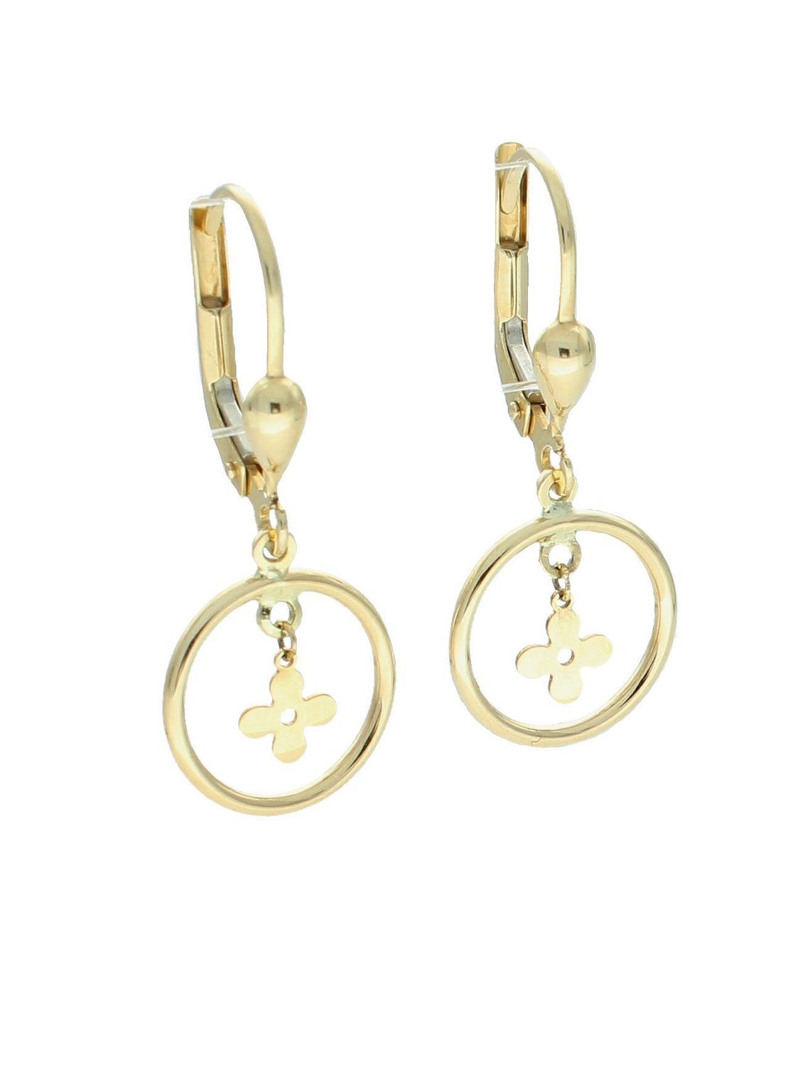 Kolczyki złote wiszące kółeczko z kwiatkiem próba 375, KL 12018 375.jpg